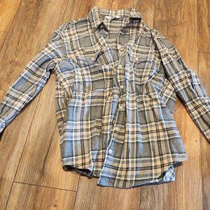 Gray & Off-White/Cream Plaid Button Up Shirt